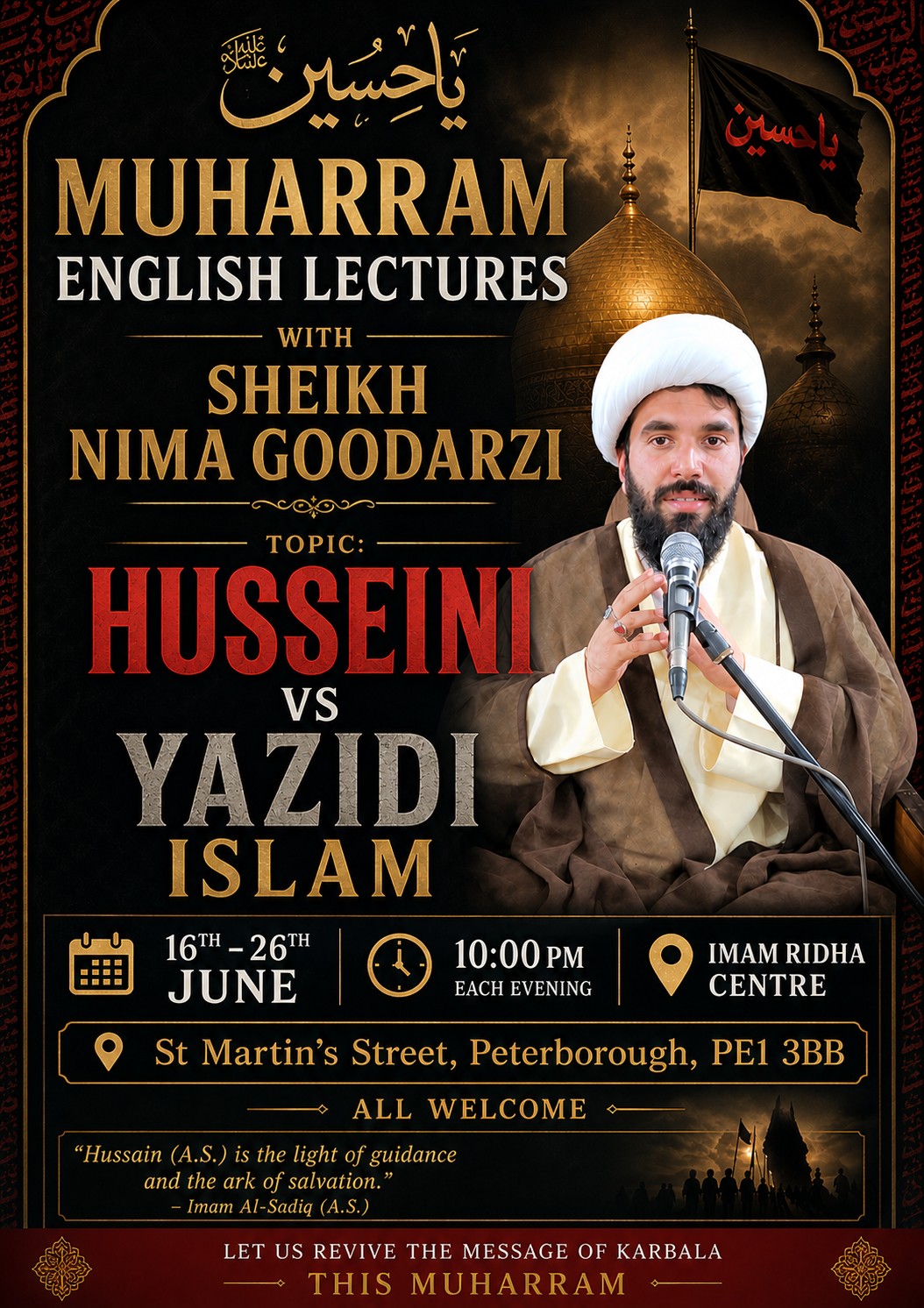 Majlis poster Imam Ridha Centre 1